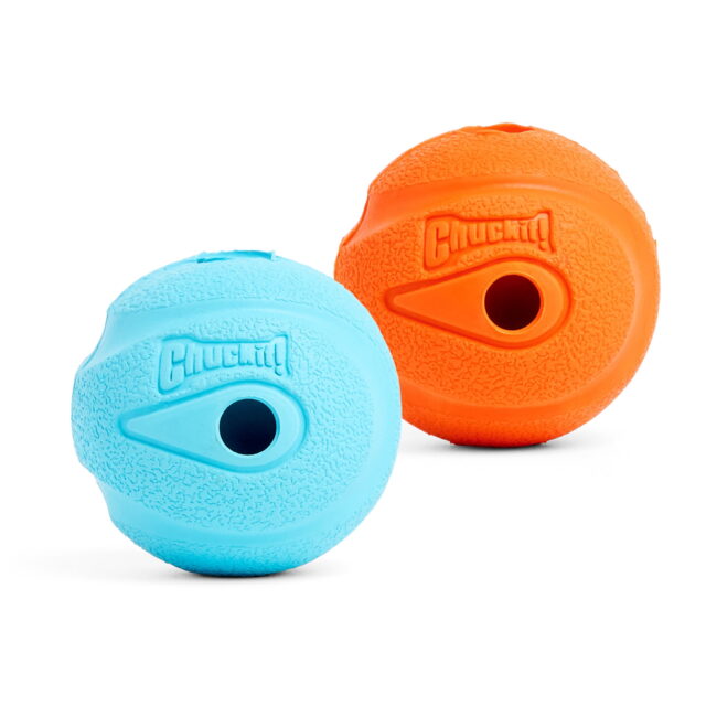 Chuckit! The Whistler Ball Rubber Fetch Dog Toy Medium (2.5 ) for Dogs 20-60 lb Assorted Colors Pack of 2