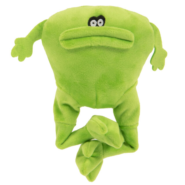 goDog Action Plush Frog Animated Squeaker Plush Pet Toy for Dogs & Puppies – Green One Size