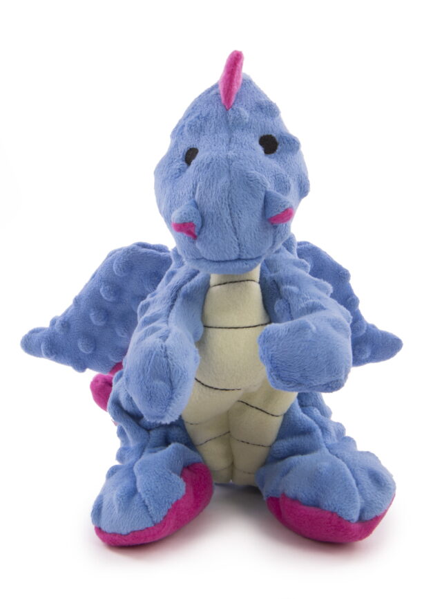 goDog Dragons with Chew Guard Technology Durable Plush Squeaker Dog Toy Large Periwinkle