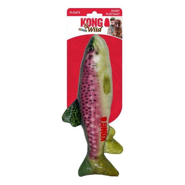 KONG Wild Shieldz Trout Dog Toy, Large, Red