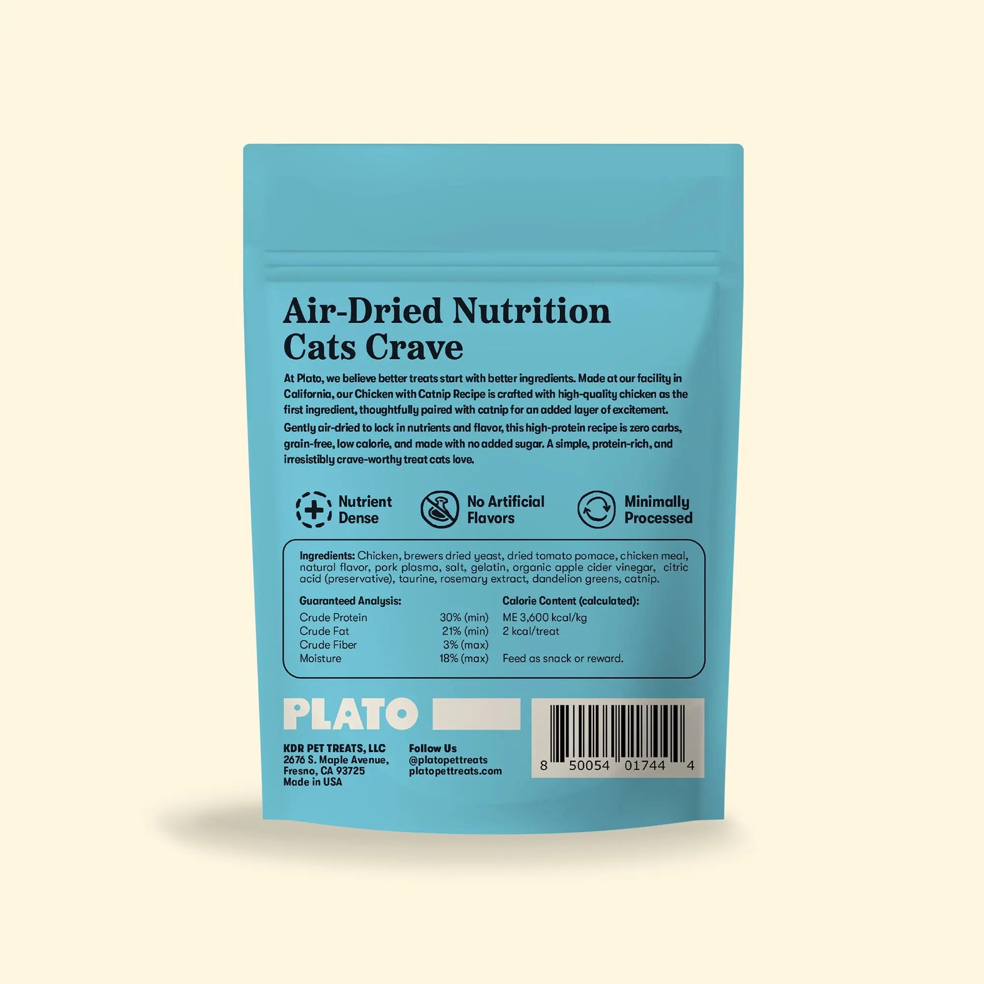 Plato Chicken & Catnip Recipe Air-Dried Cat Treats