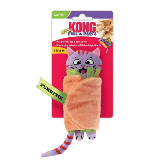 KONG Pull-a-Partz Purrito Cat Animal Plush Toy
