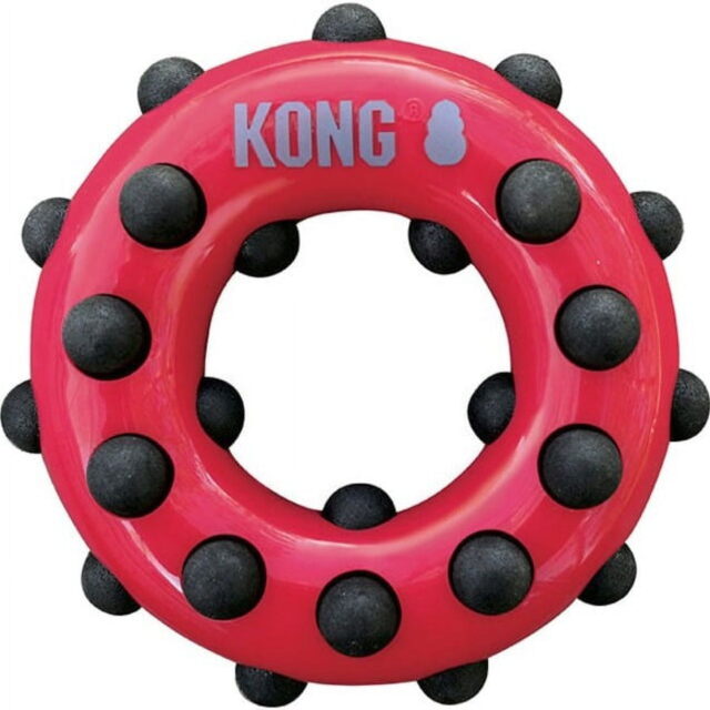 KONG Dotz Circle Interactive Dog Toy – Red – L: For Dogs, Thermoplastic Rubber, 0.65 lbs