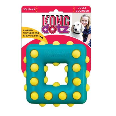 Kong Dotz Square Dog Toy – Textured Durable Surface – Cleaning Teeth/gums Small