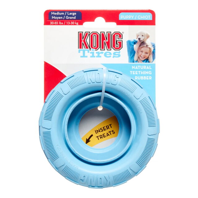 KONG Puppy Tires Dog Toy Pink/Blue Medium/Large