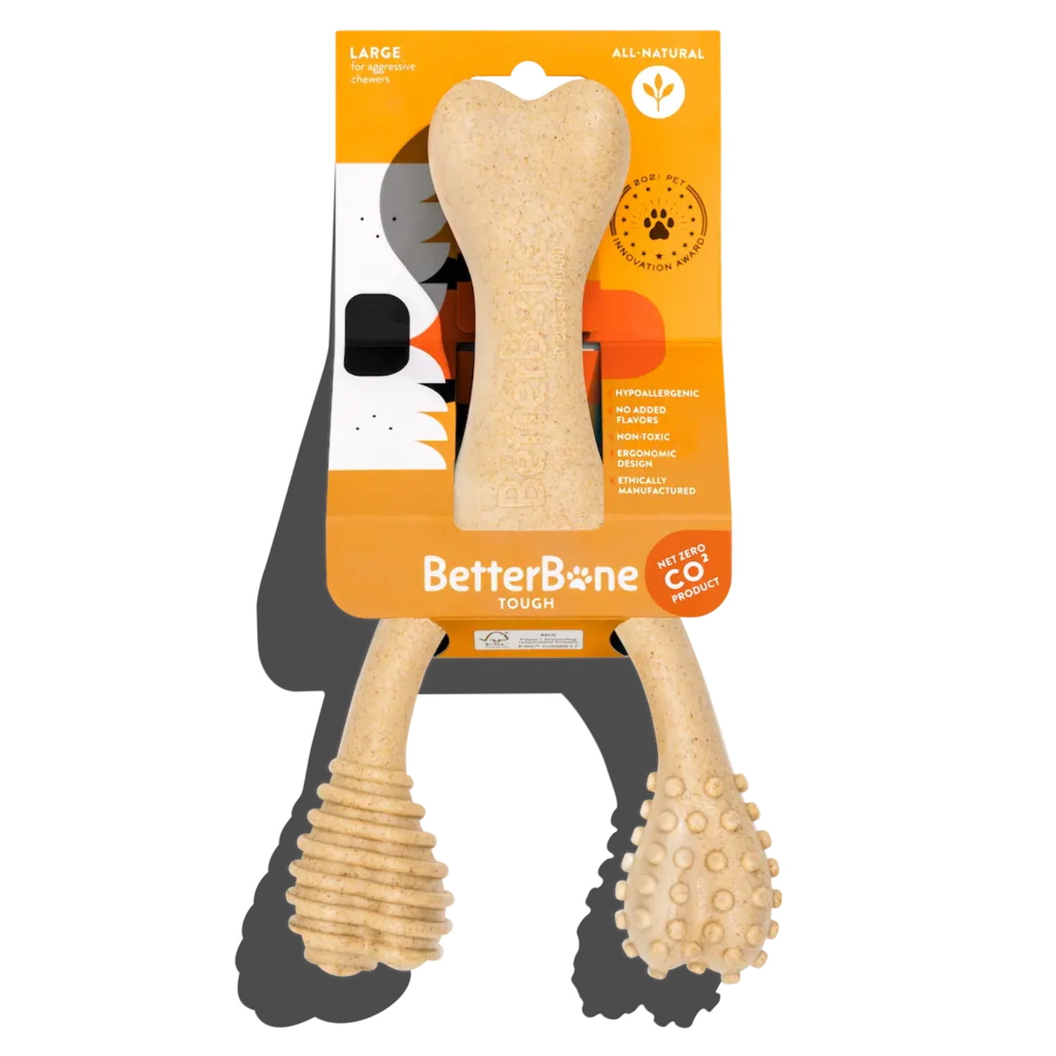 BetterBone Hard Classic Nylon Free Dog Bone Chew Toy – L: BPA-Free, Chip-Resistant, Large Breed Size