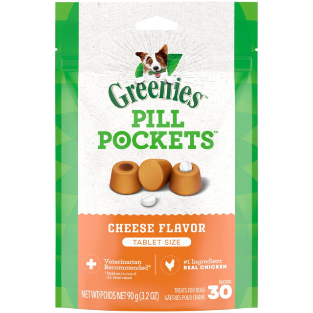 Greenies Pill Pockets Tablet Size Natural Dog Treats Cheese Flavor 3.2 Oz. Pack (30 Treats)