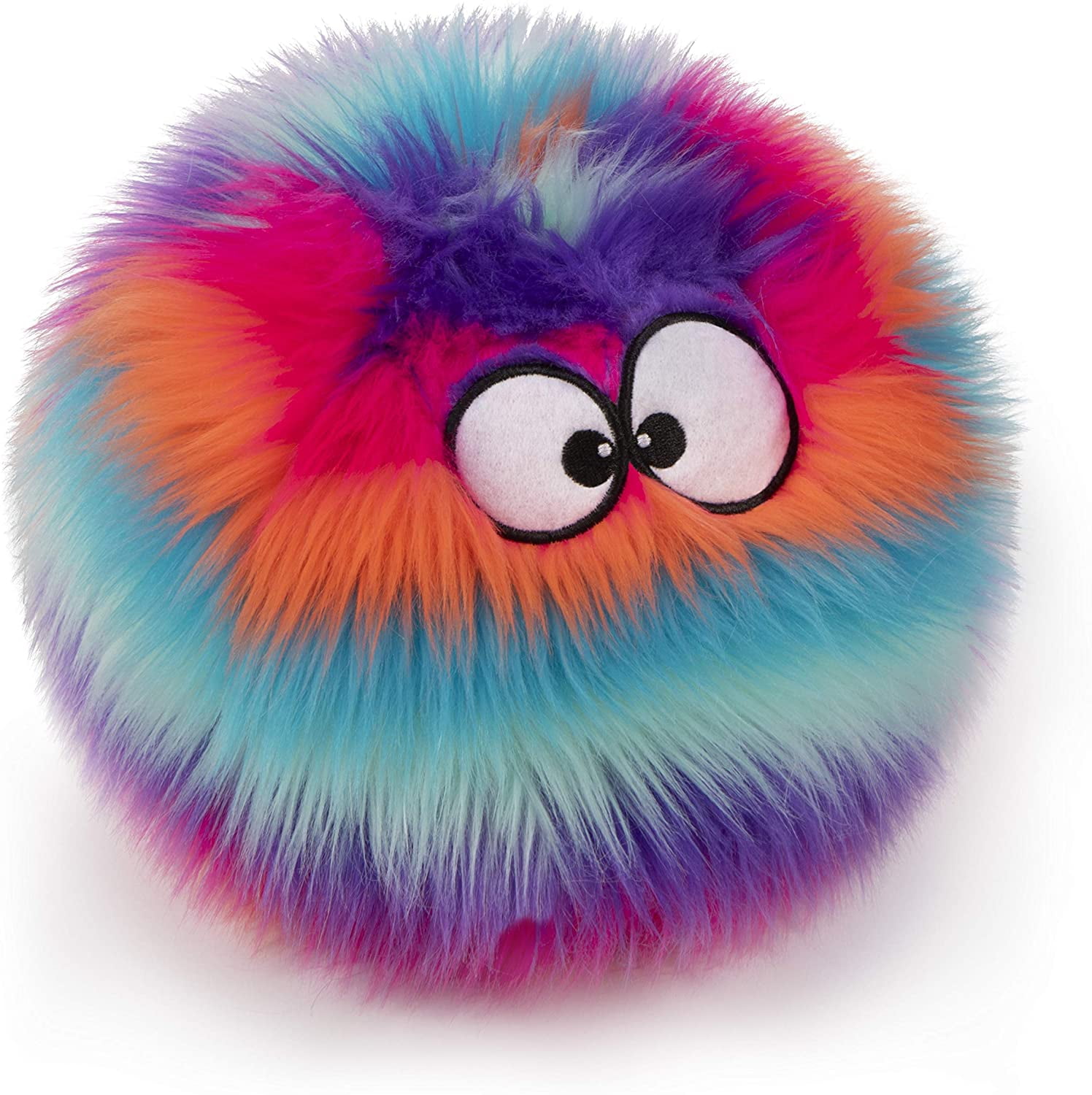 goDog Furballz Squeaky Plush Ball Dog Toy Chew Guard Technology – Rainbow Small