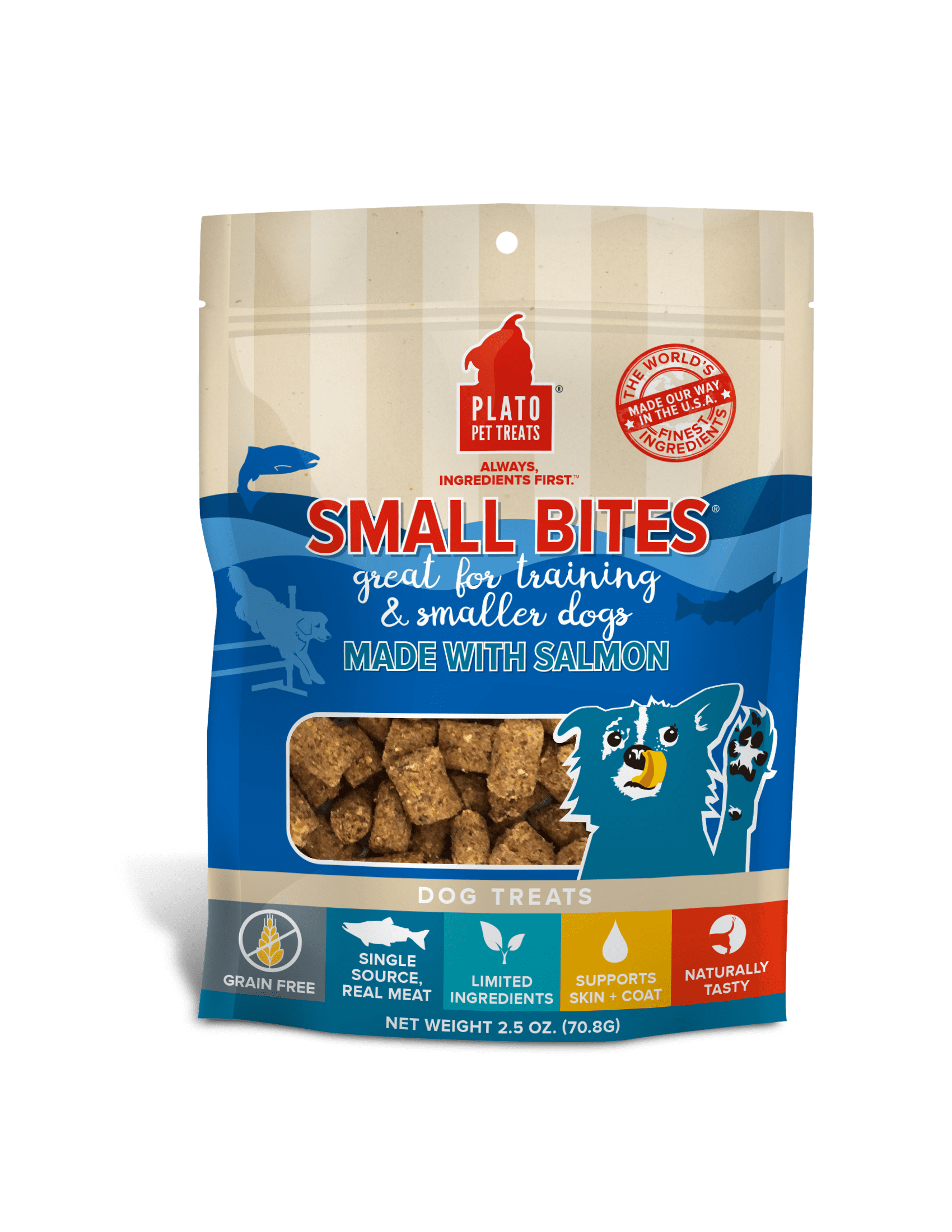Plato Pet Treats Small Bites Salmon Grain-Free Dog Treats