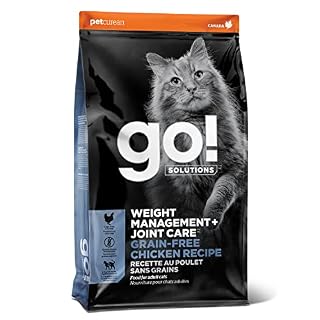 GO! SOLUTIONS Weight Management + Joint Care Grain-Free Chicken Recipe for Cats, 8 lb Bag – Weight Control Cat Food for Adult and Seniors
