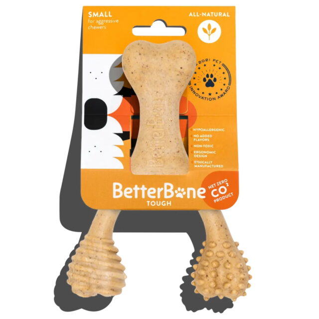 BetterBone Hard Classic Nylon Free Dog Bone Chew Toy – S: Chip-Resistant, Small Size, 0.24 lb