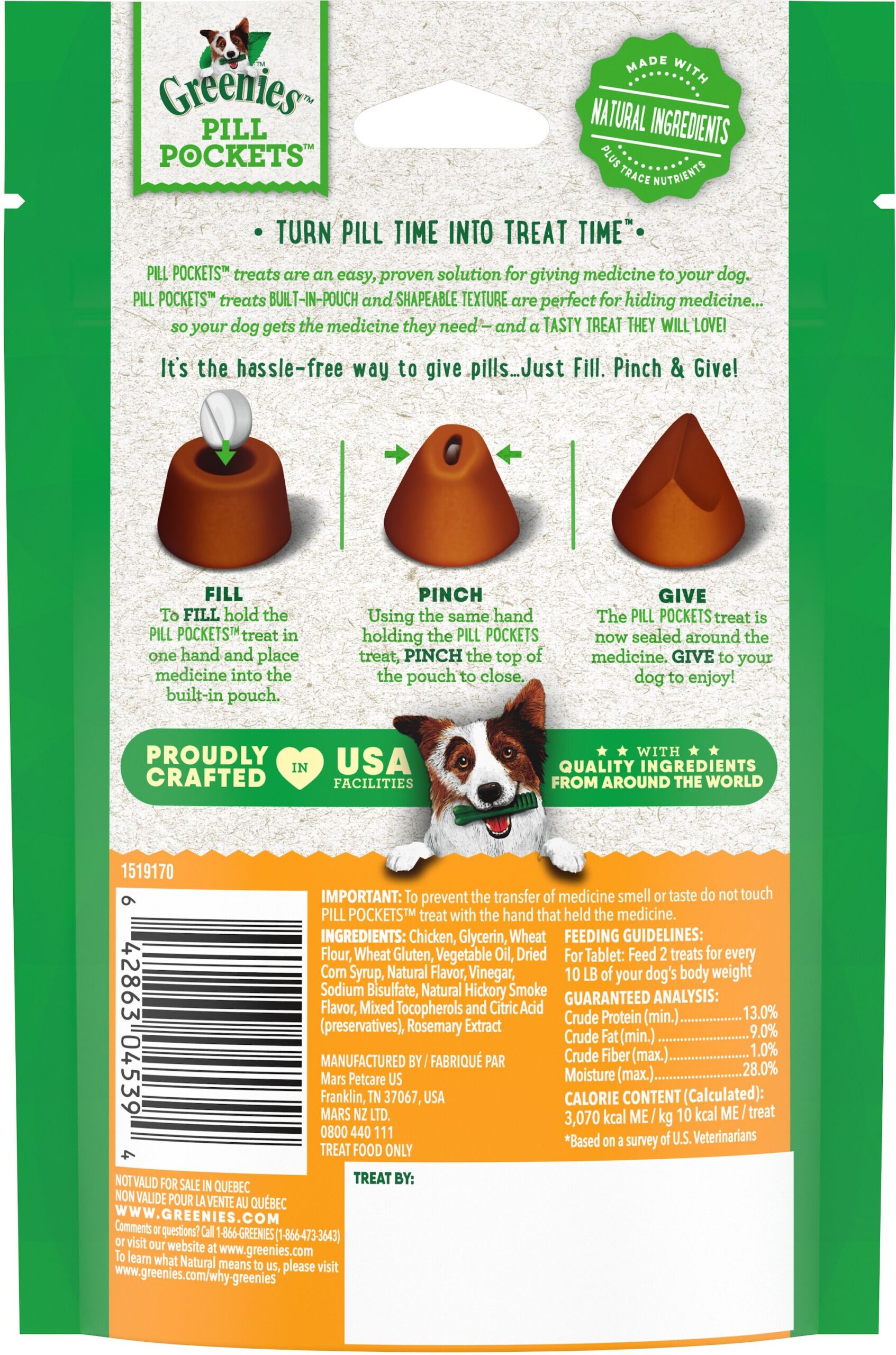 Greenies Pill Pockets for Dogs Chicken Flavor Small Tablet Size Soft Dog Treats 3.2 oz (30 Pk)