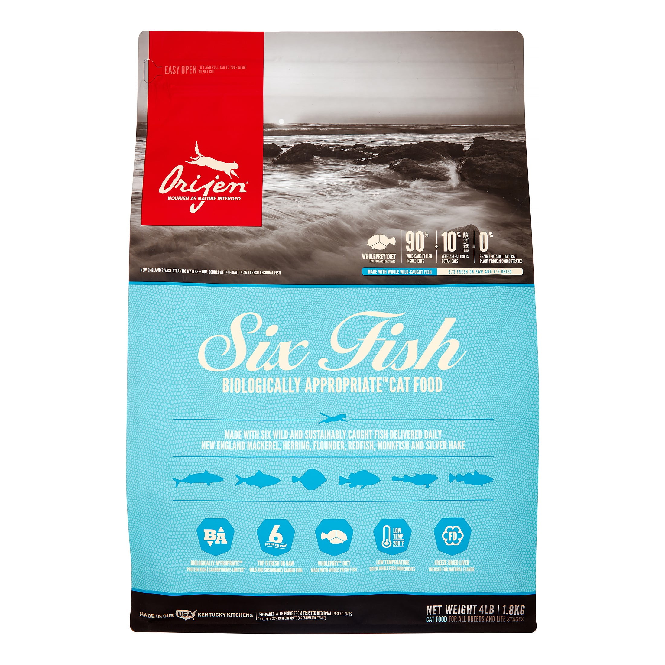 Orijen Six Fish Biologically Appropriate Fresh Fish & Sea Vegetables Dry Cat Food