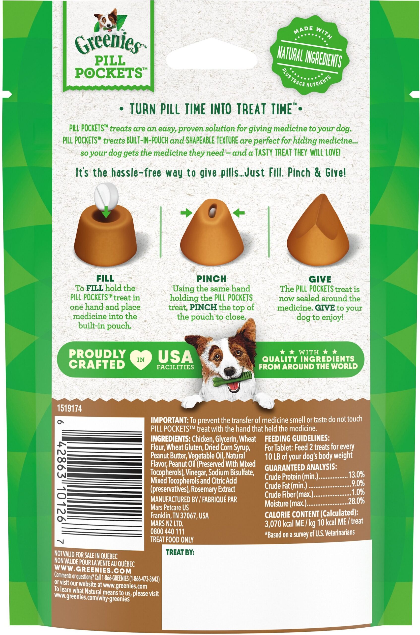 Greenies Chewy Dog Pill Pockets Peanut Butter Capsule Size Dog Treats – 7.9oz