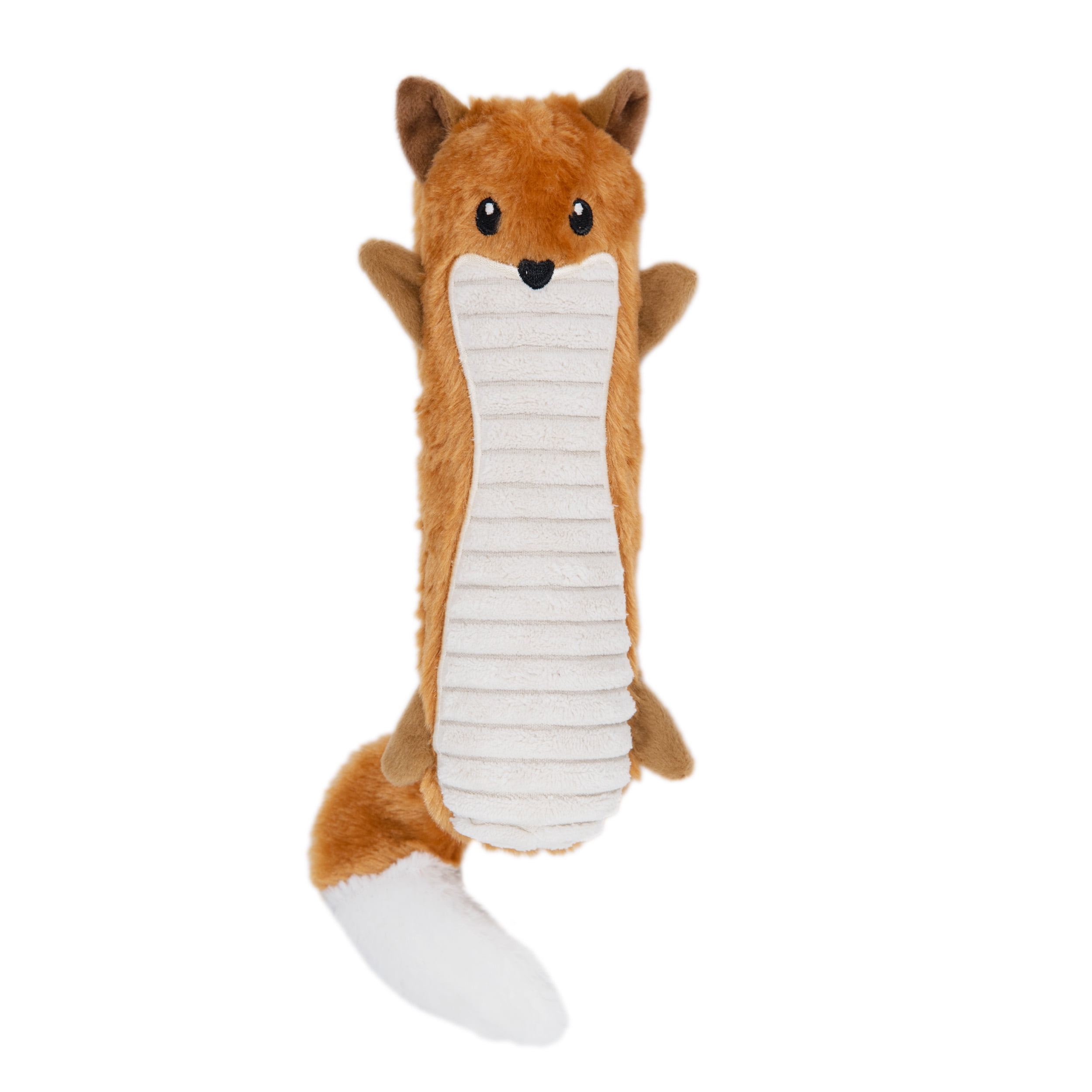 Outward Hound Stuffing-Free Big Squeak Fox Plush Dog Toy Orange Medium