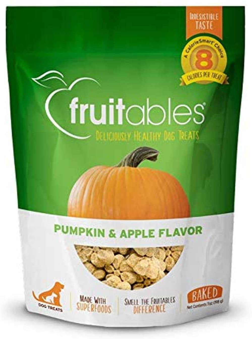 Fruitables Baked Pumpkin & Apple Flavor Healthy Low Calorie Dog Treats – 7oz