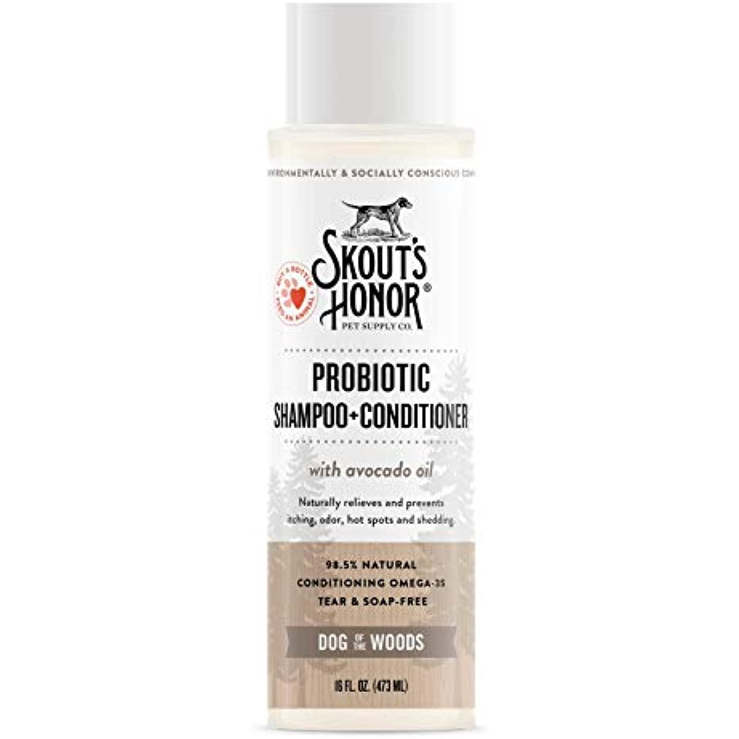skout s honor probiotic pet shampoo + conditioner (dog of the woods – sandalwood & vanilla) for a healthier skin and coat