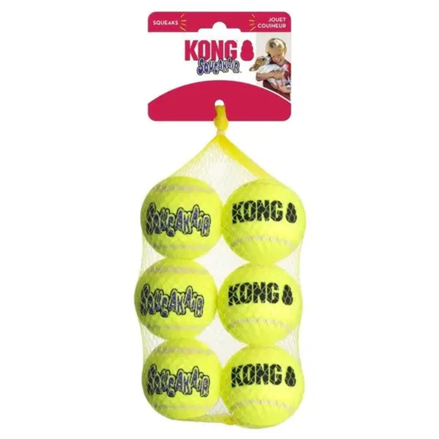 Kong Air Kong Squeakers Tennis Balls – Medium 6 Count