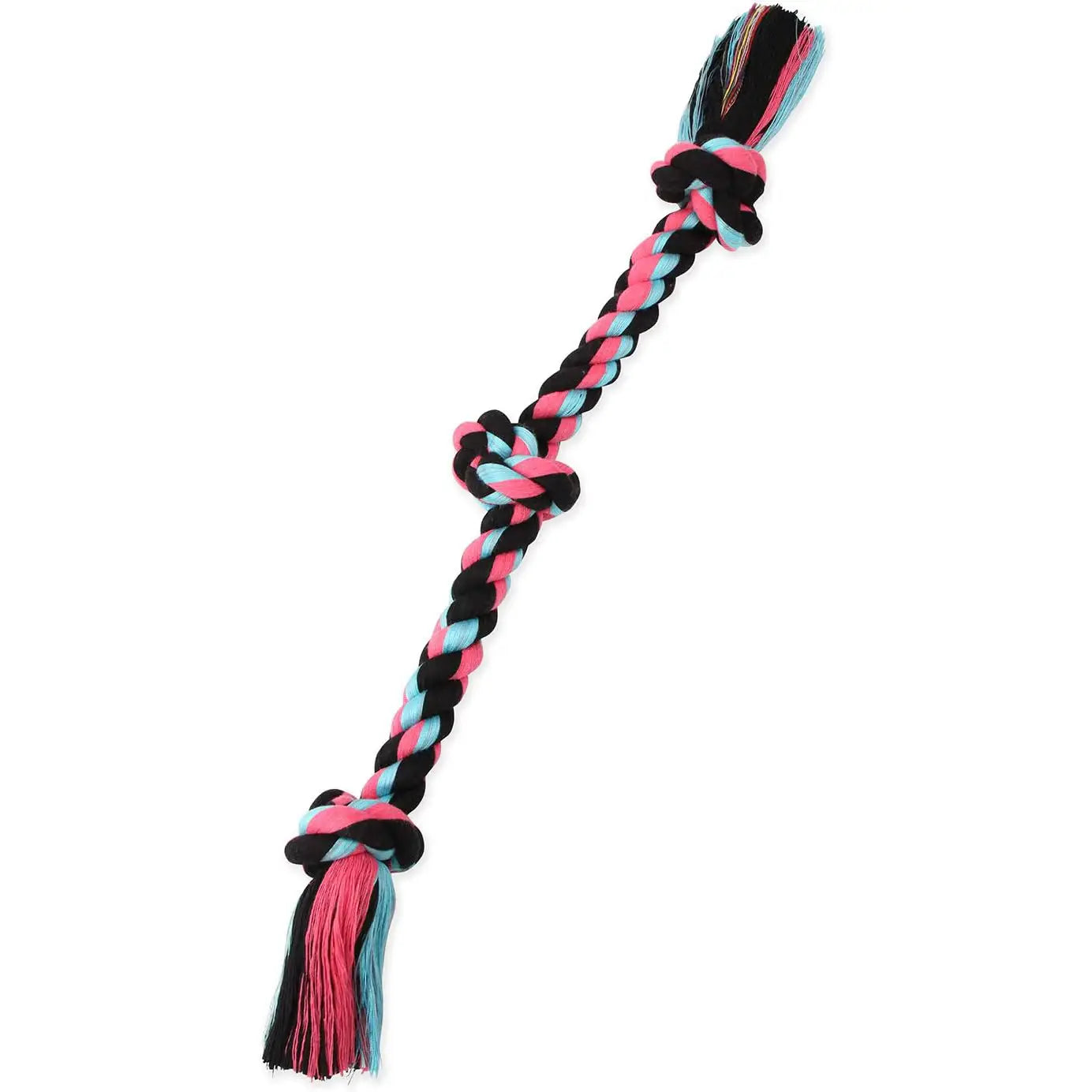 Mammoth Pet Products Cotton blend Color 3 Knot Rope Tug Toy Assorted 1ea/20 in MD
