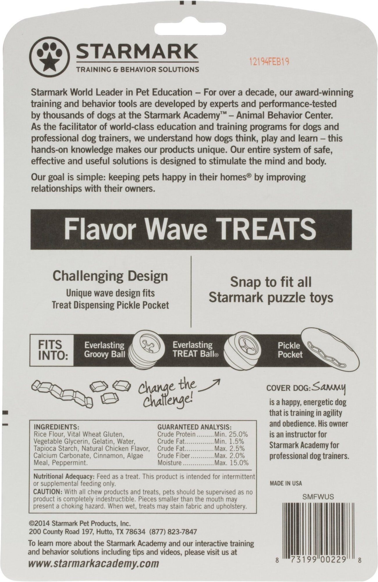 Starmark Flavor Wave Chicken Dog Treats 3 oz - back of package