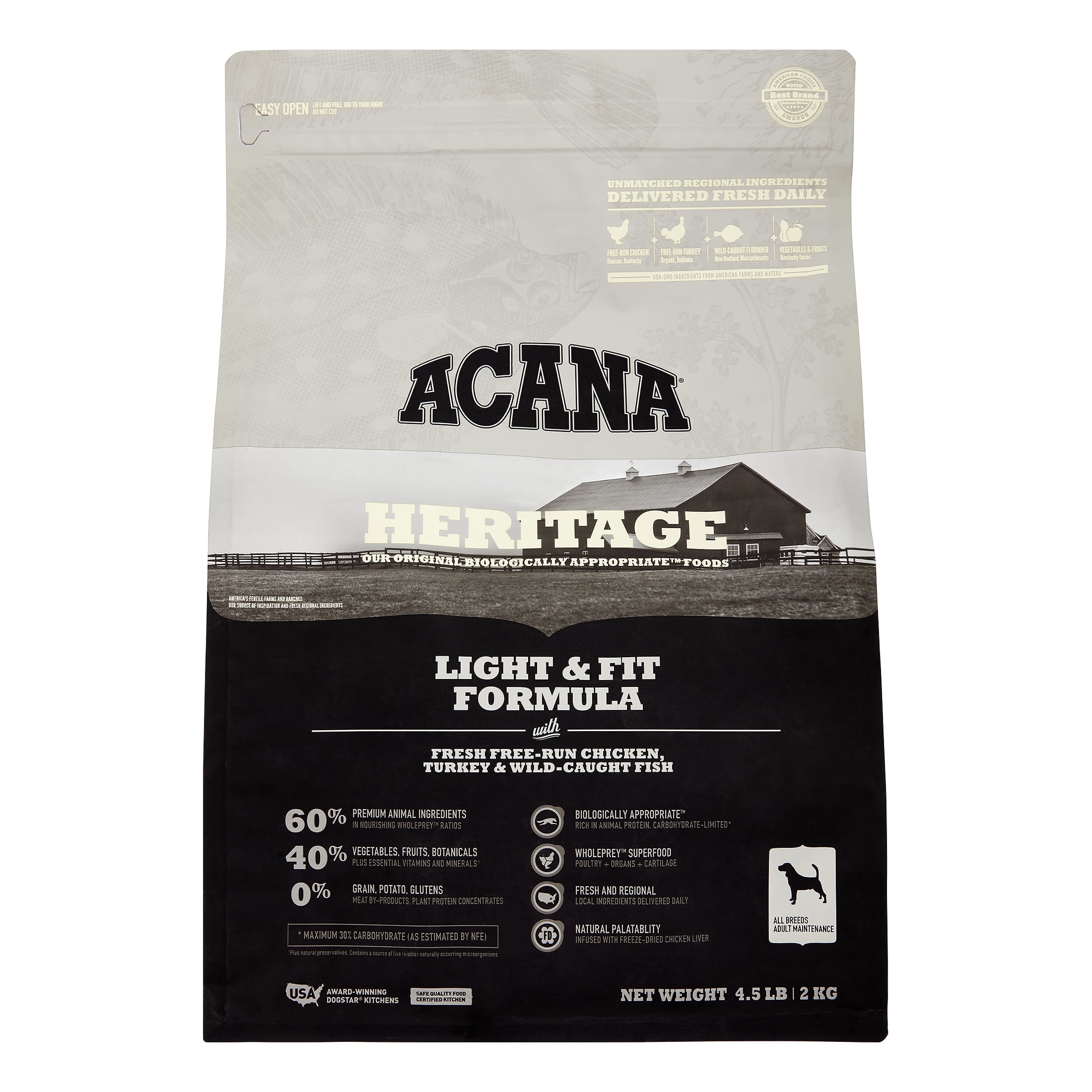 Acana Heritage Light and Fit Formula Grain-Free Dry Dog Food