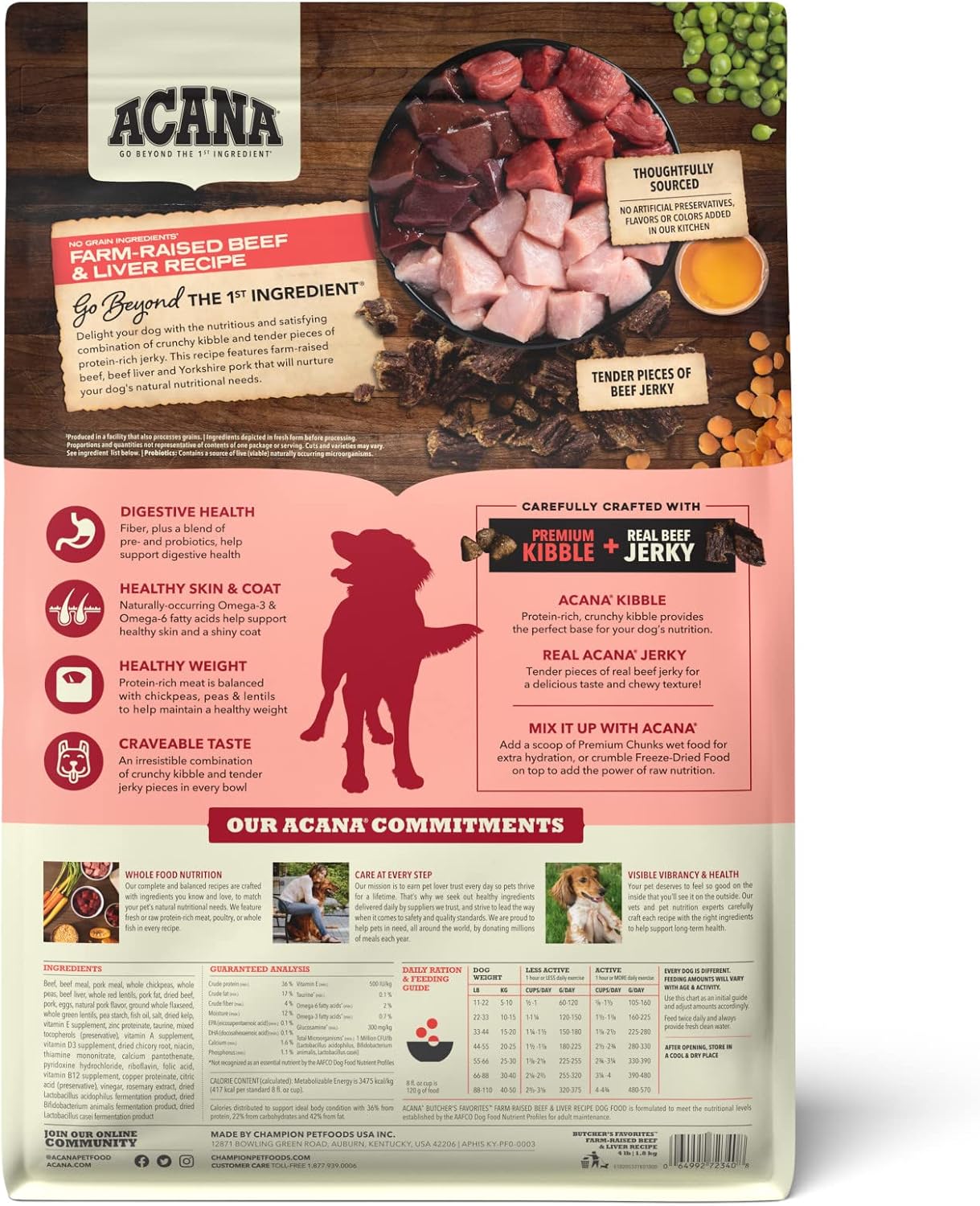 ACANA Butcher's Favorites Farm-Raised Beef & Liver back of bag