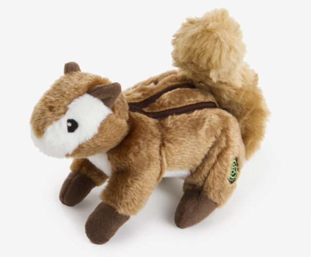 goDog Wildlife Chipmunk with Chew Guard Technology Durable Plush Squeaker Dog Toy Large