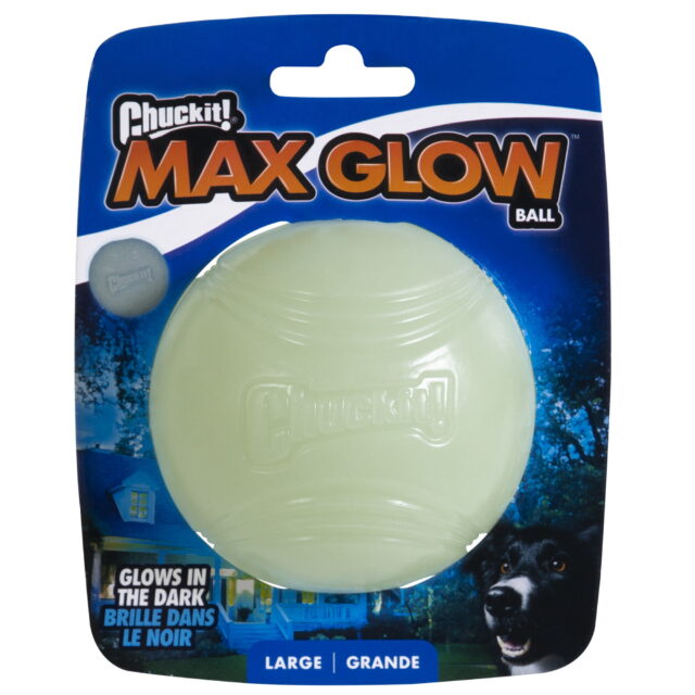 Chuckit! Max Glow Durable Rubber Fetch Ball Dog Toy Large for Dogs 60-100 lb Pack of 1 White