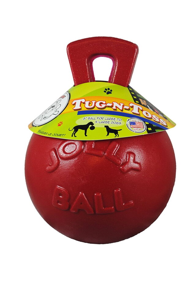Jolly Pets Mini Tug n Toss Ball Dog Toy 4 Red