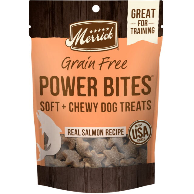 Merrick Power Bites Soft & Chewy Dog Training Treats with Real Natural Salmon 6 oz Pouch