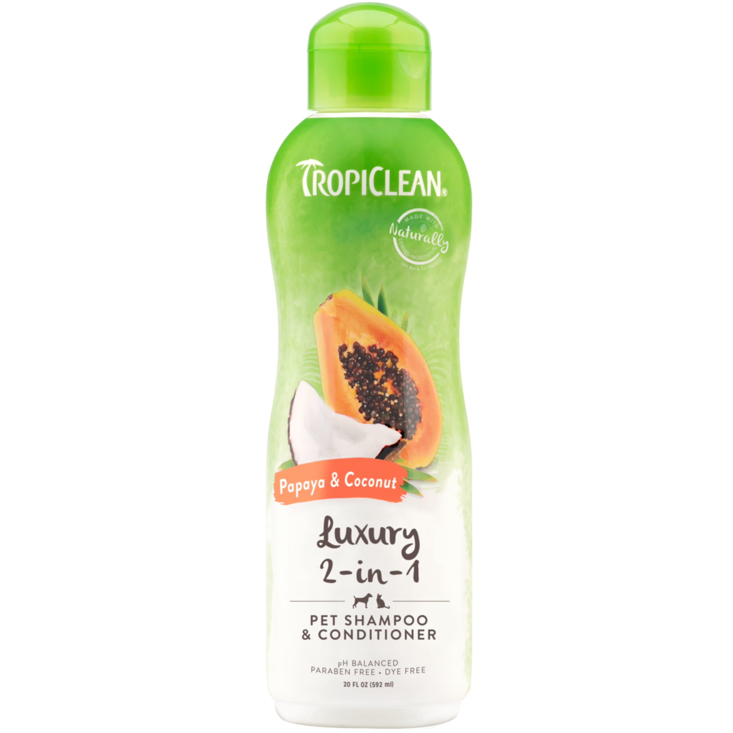 TropiClean Papaya & Coconut Luxury 2-in-1 Shampoo and Conditioner for Pets 20oz