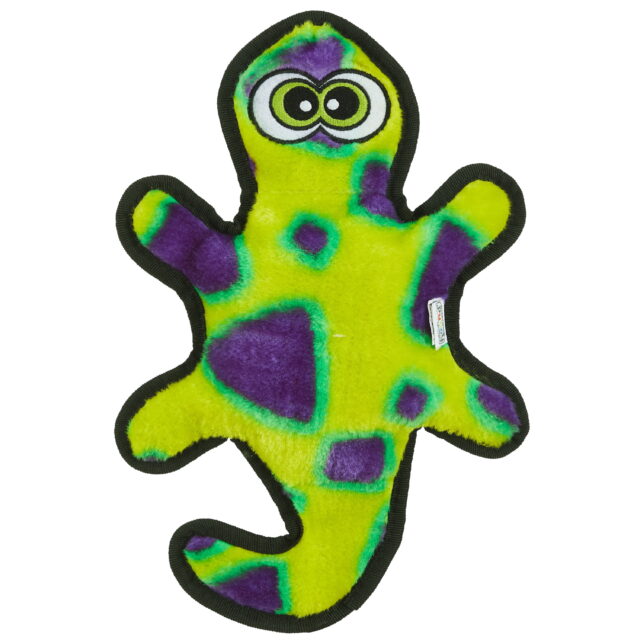 Outward Hound Durablez Stuffing-Free Squeaky Interactive Dog Toy Tough Plush Gecko Green Medium