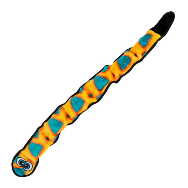 Outward Hound Invincibles Blue Snake Plush Dog Toy Orange XL
