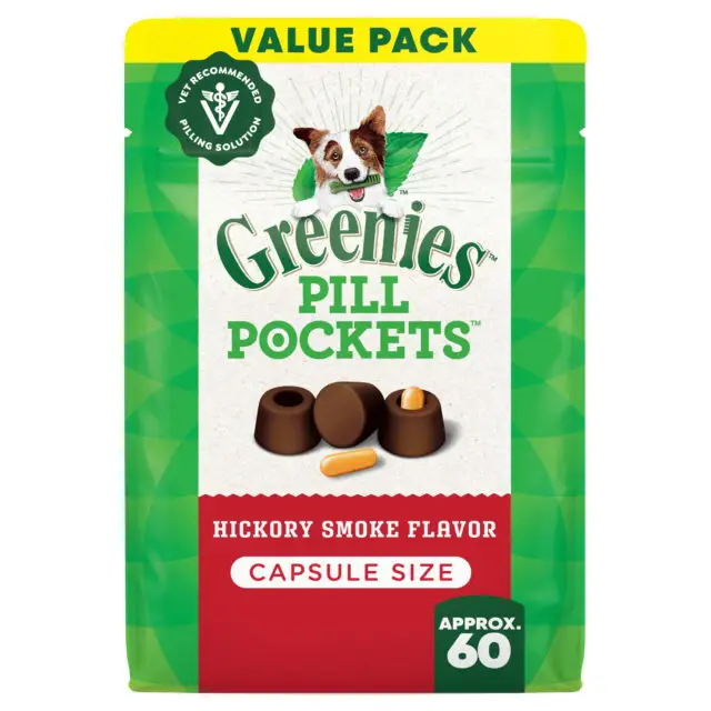 Greenies Pill Pockets for Dogs Hickory Smoke Large Capsule Size Soft Dog Treats 15.8 oz (60 Pk)