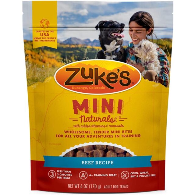 Zuke s Mini Naturals Soft Dog Training Treats Real Beef Recipe Tender Chews 6 oz Pouch