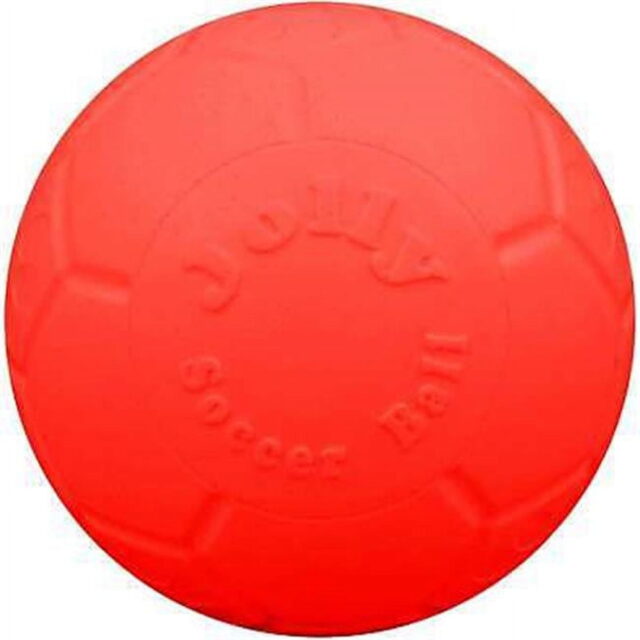 Jolly Pets Soccer Ball Orange 8 inch Vanilla Scented Rubber Chew Toy for Dogs