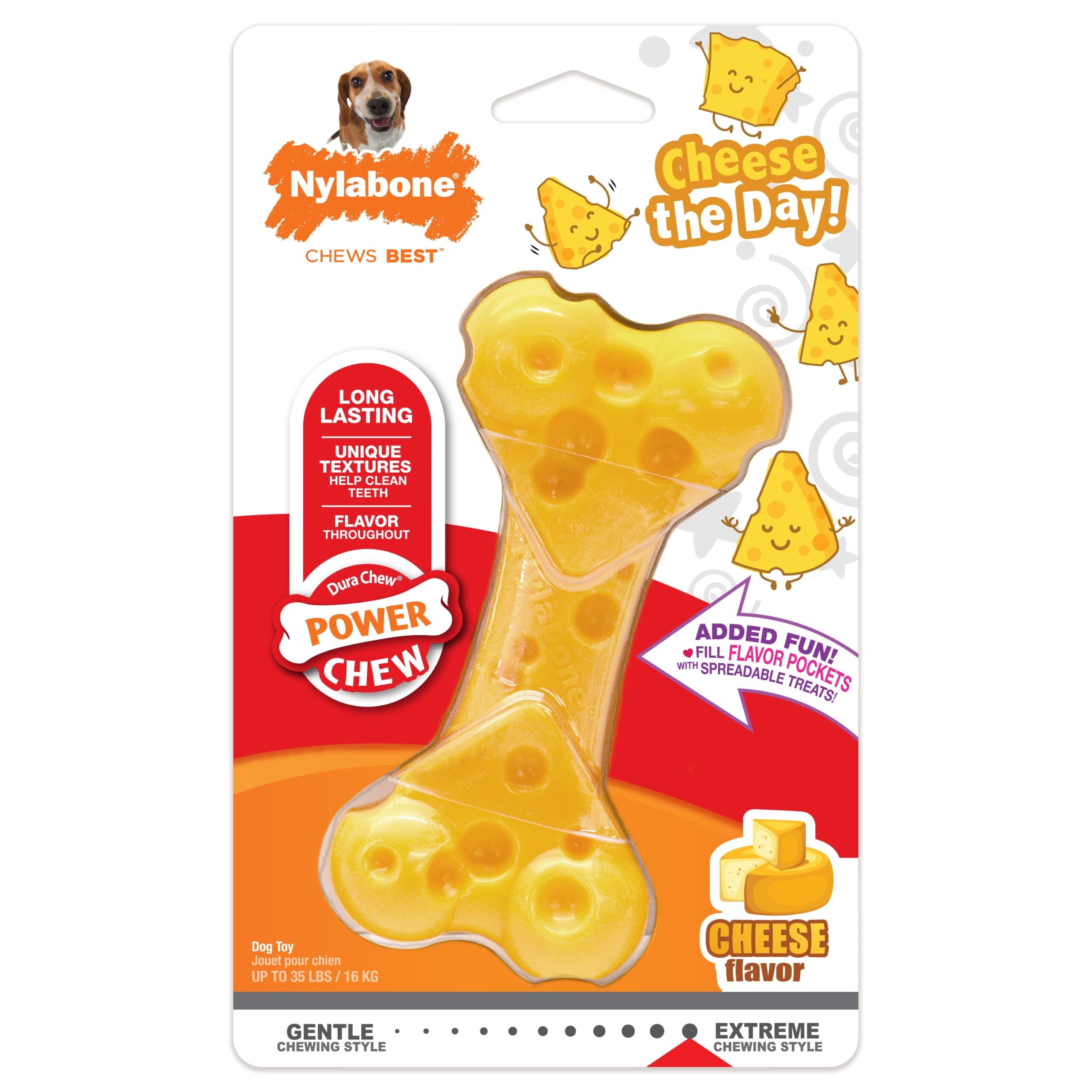 Nylabone Power Chew Cheese Dog Toy Medium/Wolf – Up to 35 lbs. (1 Count)