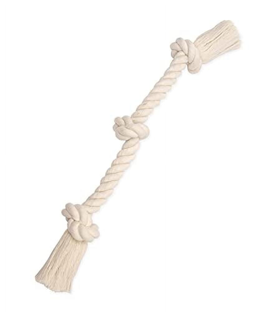 Flossy Chews 3 Knot Tug Toy Rope for Dogs – White- Medium- 20