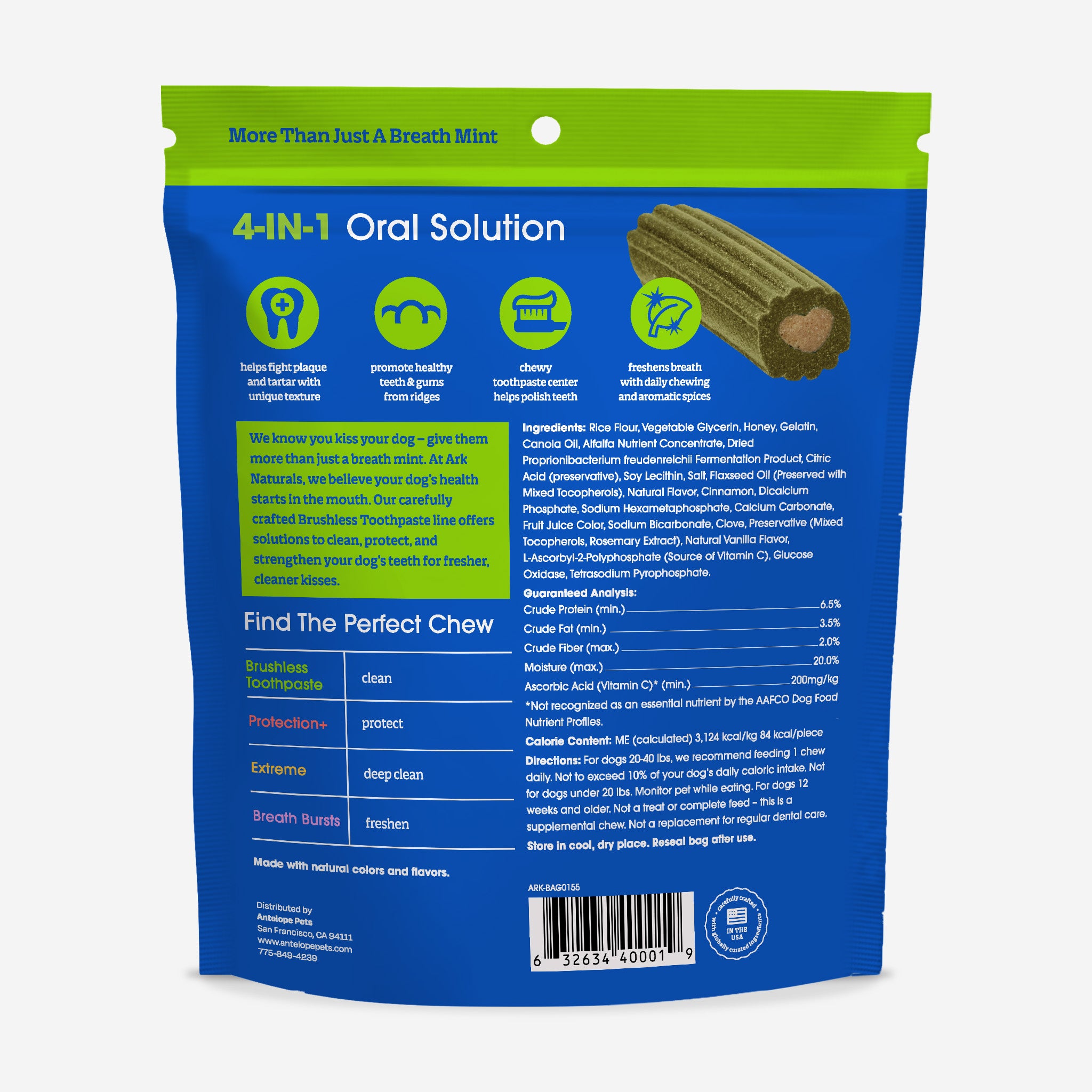 Ark Naturals Brushless Toothpaste Medium - back of package