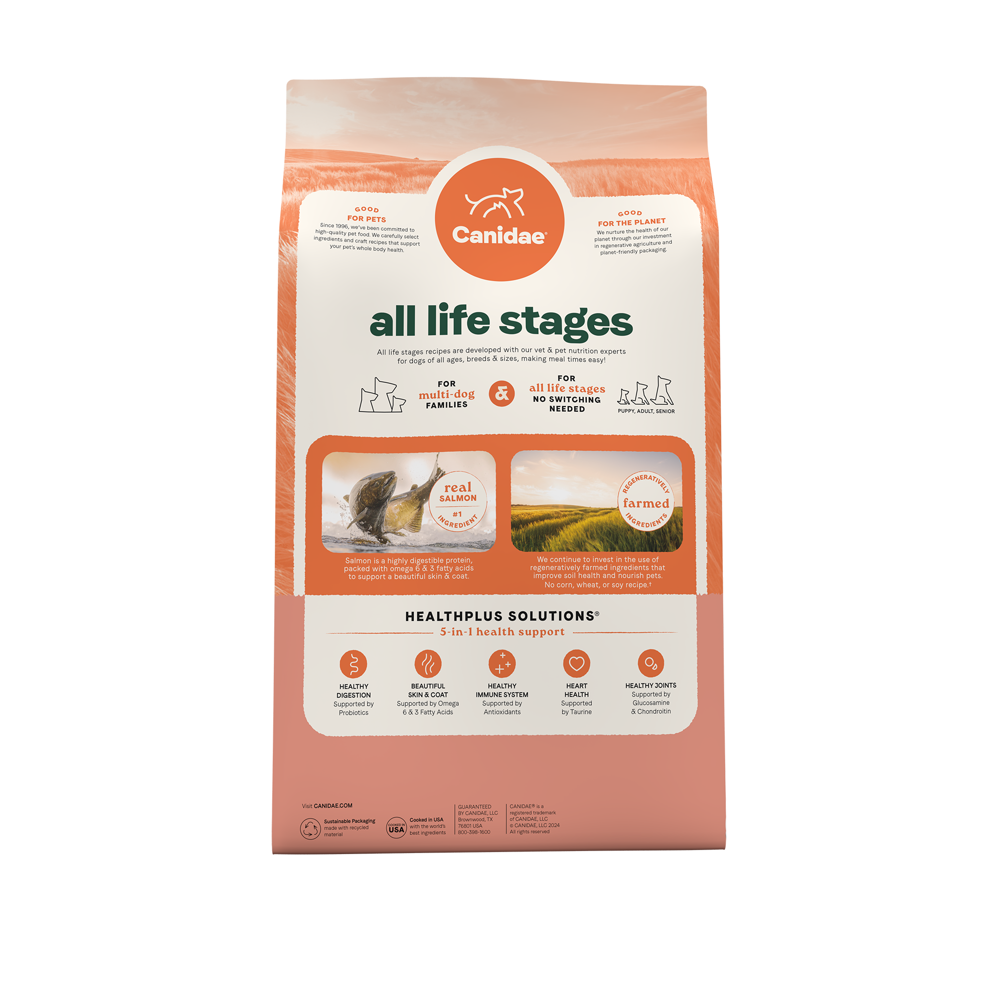 Canidae All Life Stages Real Salmon & Ancient Grains - back of bag