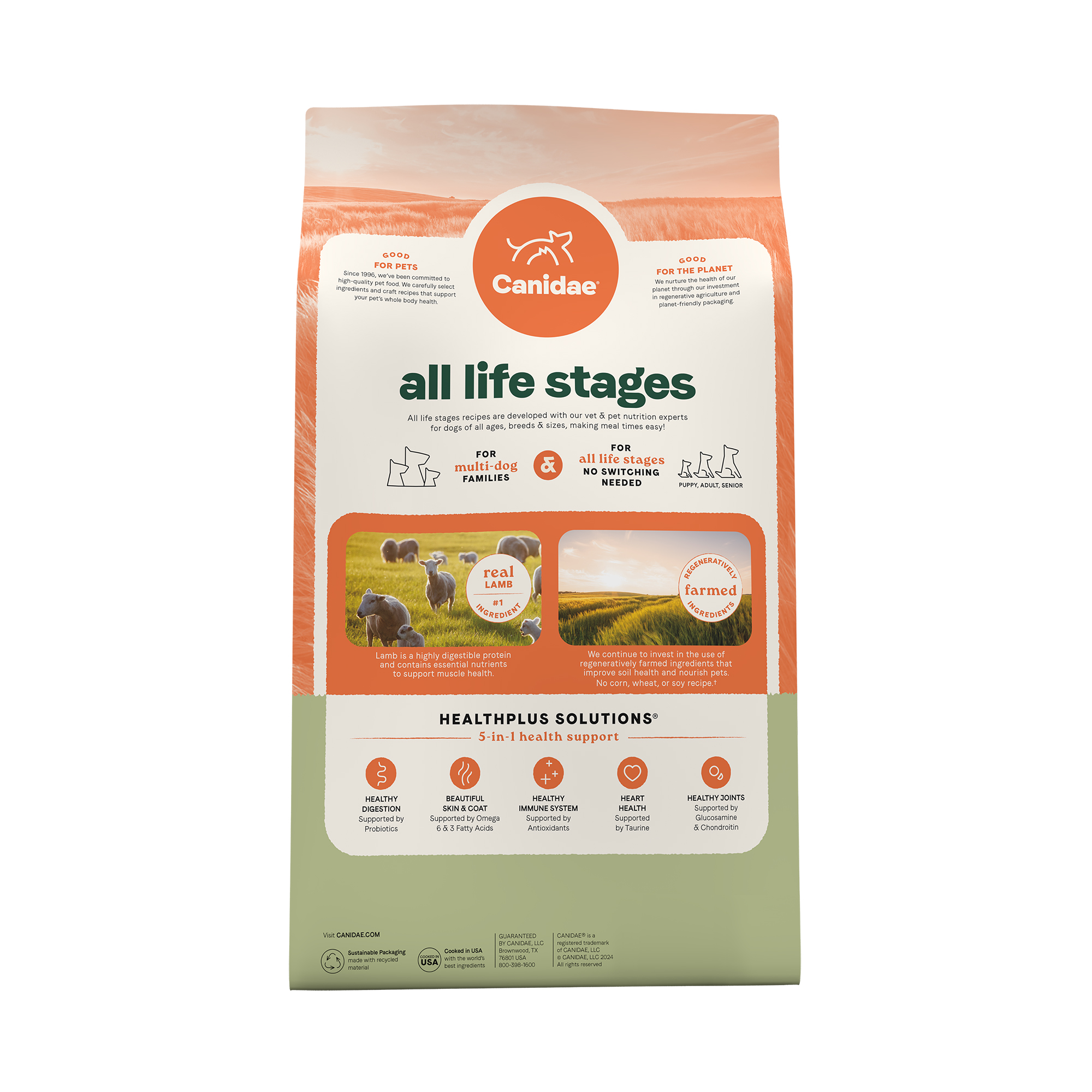 Canidae All Life Stages Real Lamb & Ancient Grains - back of bag