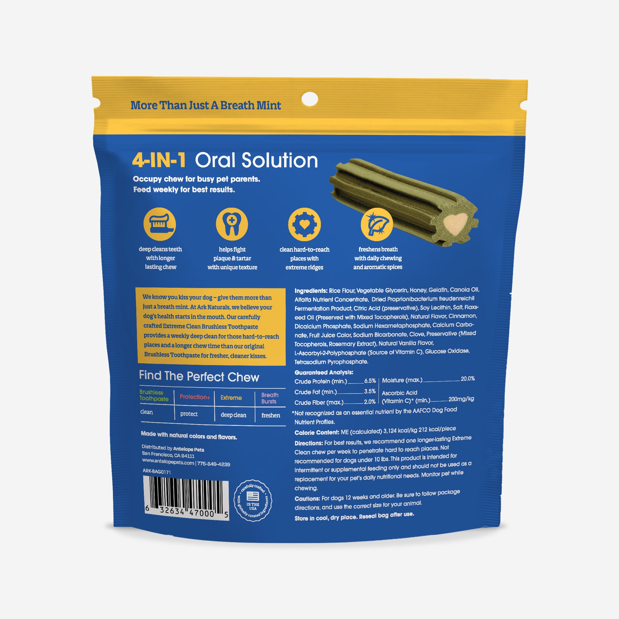 Ark Naturals Extreme Clean Brushless Toothpaste - back of package