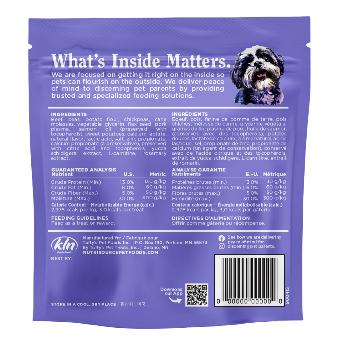 NutriSource Grain Free Beef Little Bites - back of bag