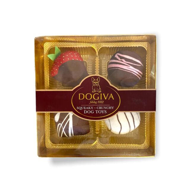Fab Dog 849088030499 Dogiva Chocolates Dog Toy – 4 Count – Pack of 3