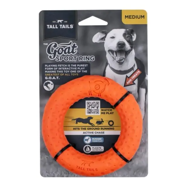Tall Tails Goat Ring Dog Toy – Orange, 5 Inch