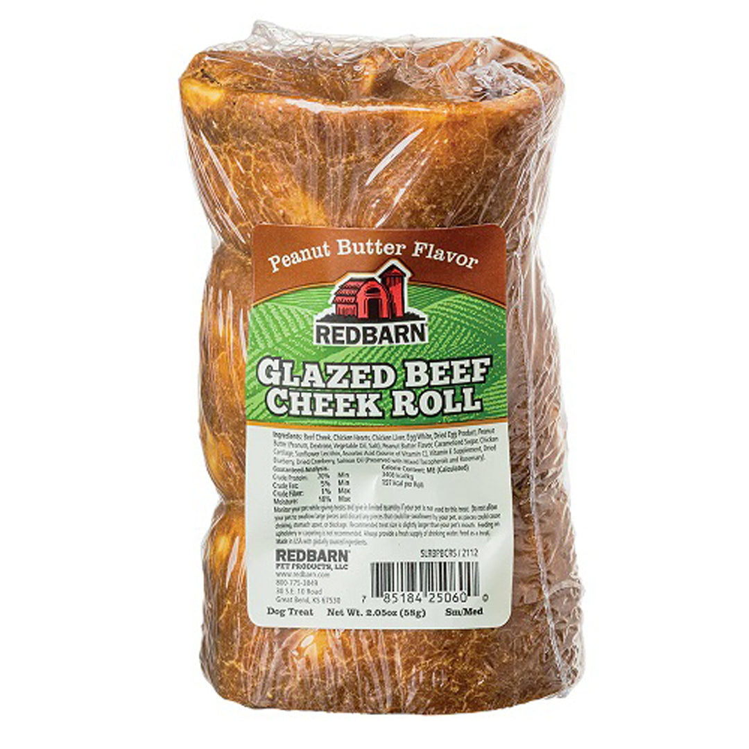 Pet Products Glazed Beef Cheek Roll Peanut Butter Dog Treat – Small & Medium