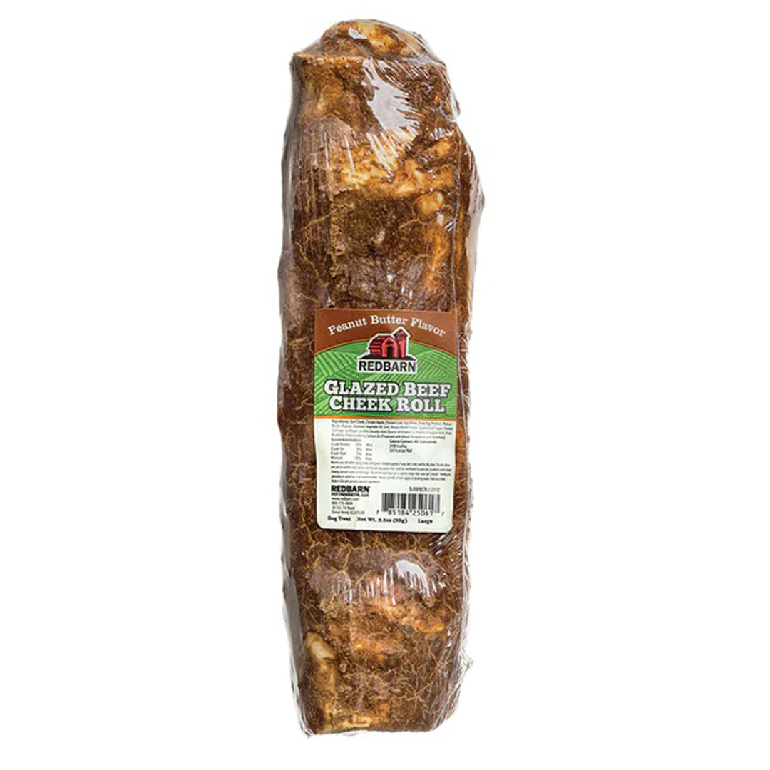 Products Glazed Beef Cheek Roll Peanut Butter Dog Treat – Large