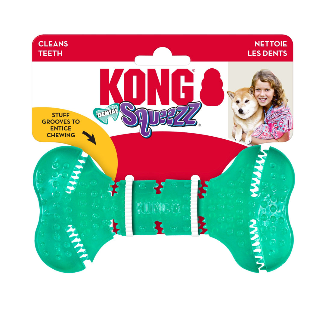 KONG Squeezz Dental Roller Bone Dog Toy, X-Small/Small