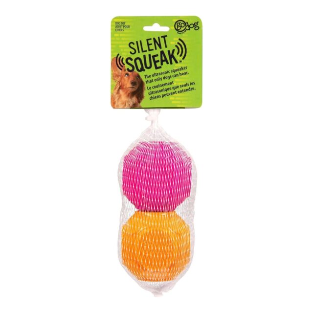 Go Dog 786306704193 Silent Squeak Ball Dog Toys, Assorted Color – 2 Count