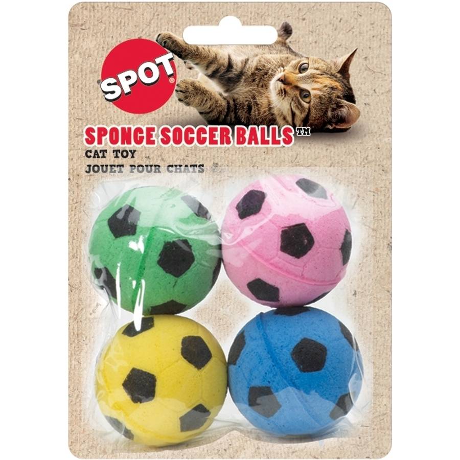 Ethical Pet Spot Sponge Soccer Balls 4 count Colorful Interactive Cat Toys